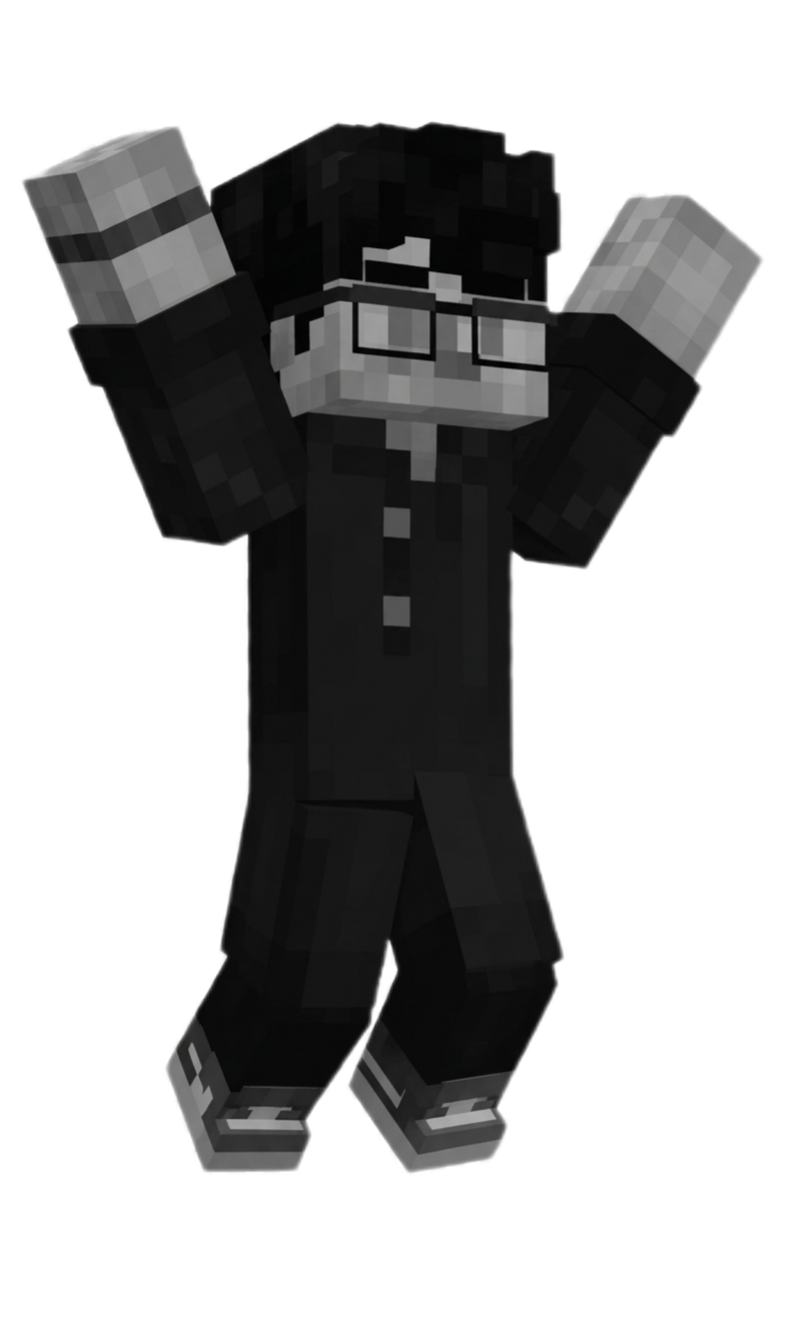 Character jumping with one hand raised